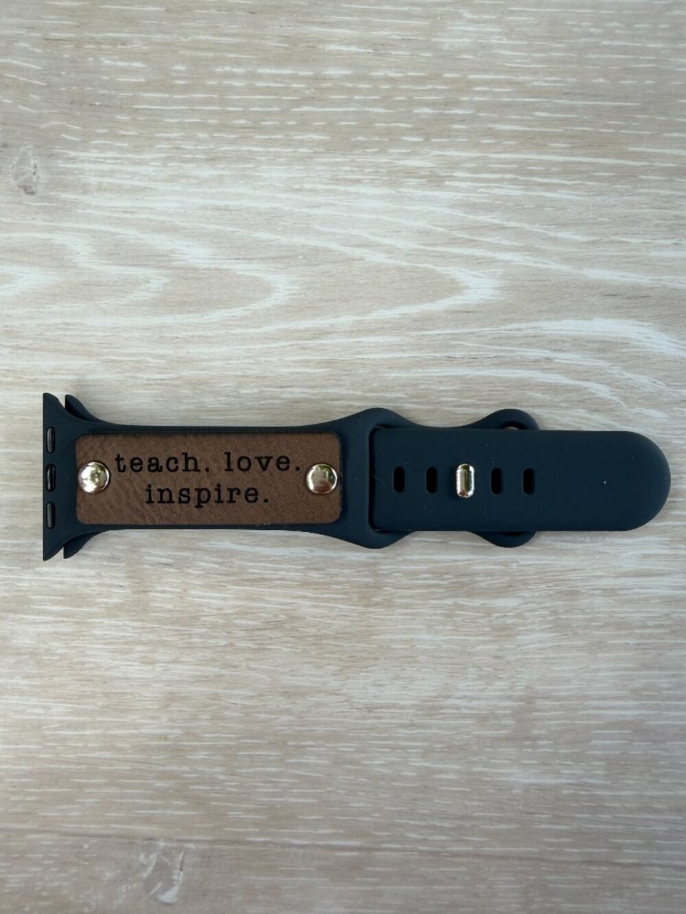 Teach Love Inspire Silicone Band For Apple Watch 38mm 40mm 41mm 42mm Black